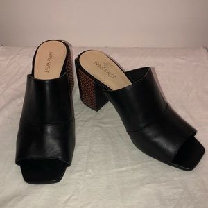 Nine West Black/Brown/White Open Toe Mule